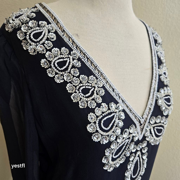 French Connection Bex Silk Beaded dress M - Picture 2 of 7